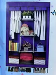 Three Column Wooden Frame Closet - Maroon - 2