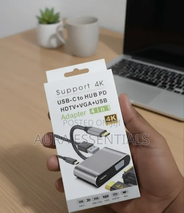 4-in-1 USB-C Hub: HDMI, VGA, USB 3.0 - 1