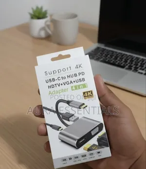 4-in-1 USB-C Hub: HDMI, VGA, USB 3.0