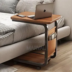 C-Shaped Side Table with Wheels
