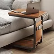 C-Shaped Side Table with Wheels - 1