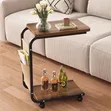 C-Shaped Side Table with Wheels - 2