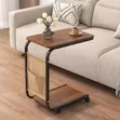 C-Shaped End Table with Wheels - 1
