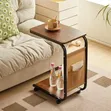 C-Shaped End Table with Wheels - 2
