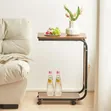 C-Shaped End Table with Wheels - 4