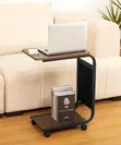 C-Shaped End Table with Wheels - 5