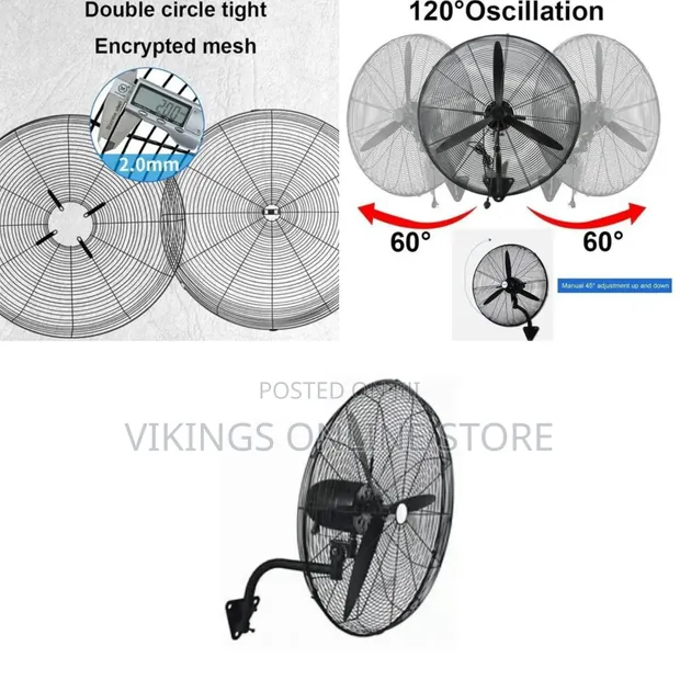 Heavy Duty 750mm Wall Mounted Fan - High Velocity Oscillating - 1