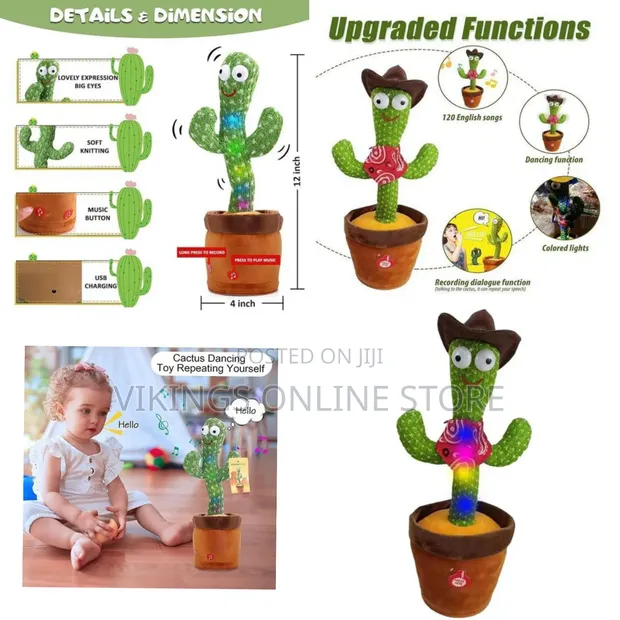 Singing Cactus Toy with Cowboy Hat - 1