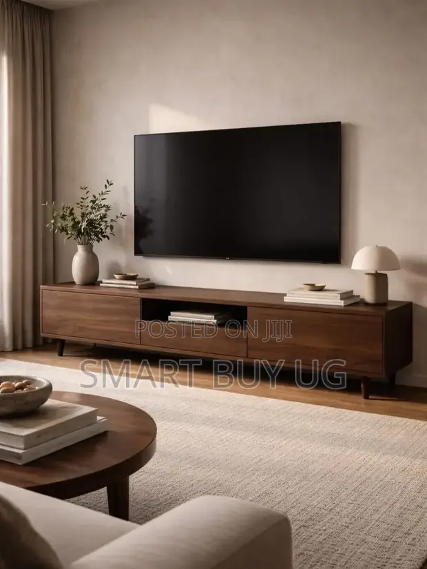 Modern TV Stand with Drawers - Brown Wood - 1