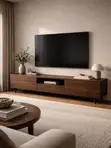 Modern TV Stand with Drawers - Brown Wood - 1