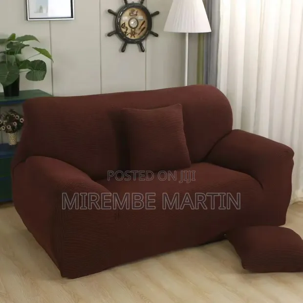 3-Piece Brown Sofa Cover Set - 1
