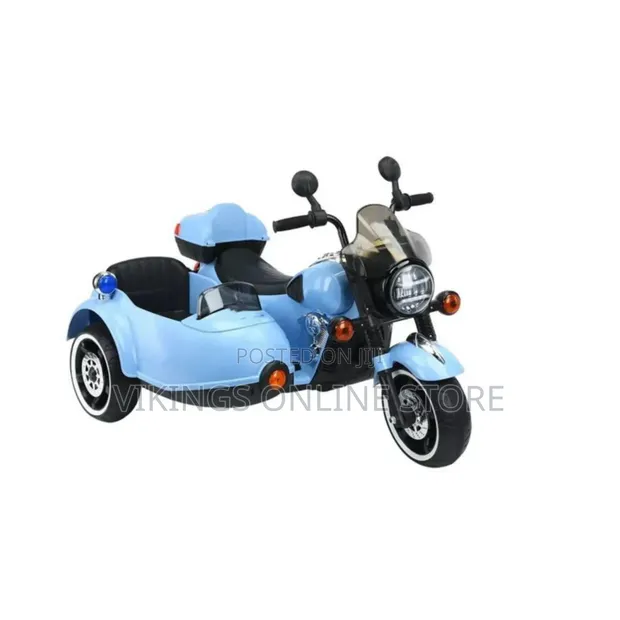 3-Wheeled Electric Motorcycle with Classic Sidecar for Kids - 1