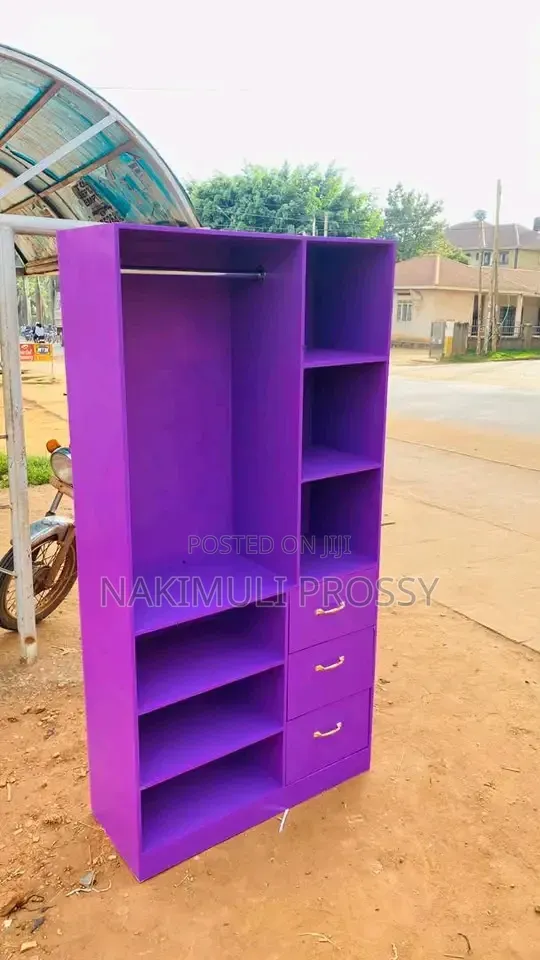 Purple Open Wardrobe with 3 Drawers - 1