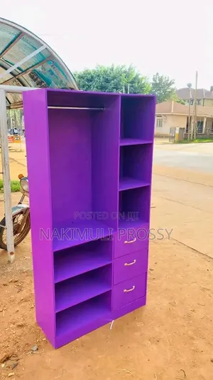 Purple Open Wardrobe with 3 Drawers