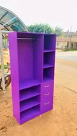 Purple Open Wardrobe with 3 Drawers - 1