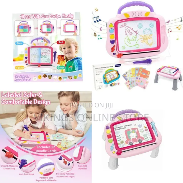 Magnetic Drawing Board with Light and Music for Toddlers - 1