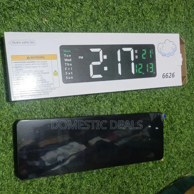 Digital Wall Clock with Remote Control (Green) - 1
