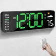 Digital Wall Clock with Remote Control (Green) - 3