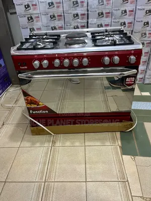 Saachi 4 Gas + 2 Electric Plates Automatic Cooker - Maroon 90x60cm