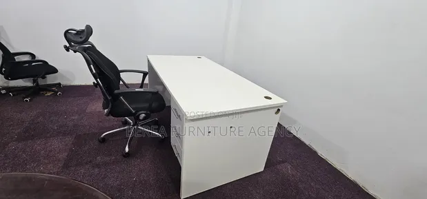 White Office Desk and Orthopedic Chair - 1
