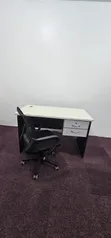 Used Mesh Office Chair and White/Black Table - 2