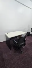 Used Mesh Office Chair and White/Black Table - 4