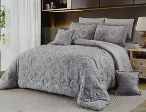 Gray Tufted Duvet Cover Set - Brand New