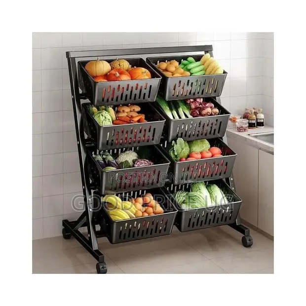 4-Tier Mobile Fruit and Vegetable Storage Rack - 1