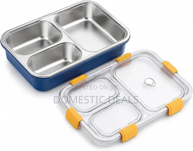 3 Compartment Stainless Steel Lunch Box - 1