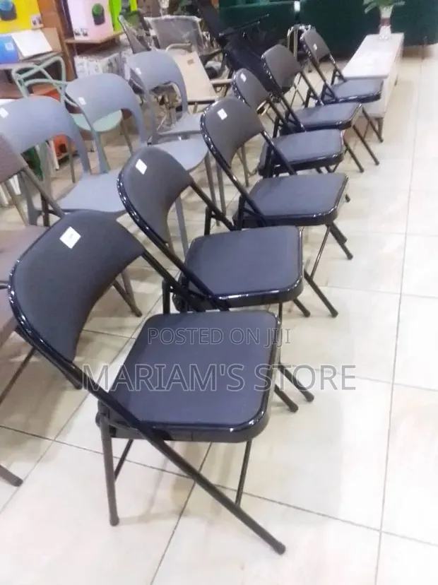 Black Vinyl-Padded Metal Folding Chairs (Set of 4) - 1