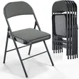 Black Vinyl-Padded Metal Folding Chairs (Set of 4) - 2