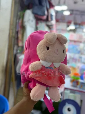 Plush Pink Bunny Backpack with Detachable Toy
