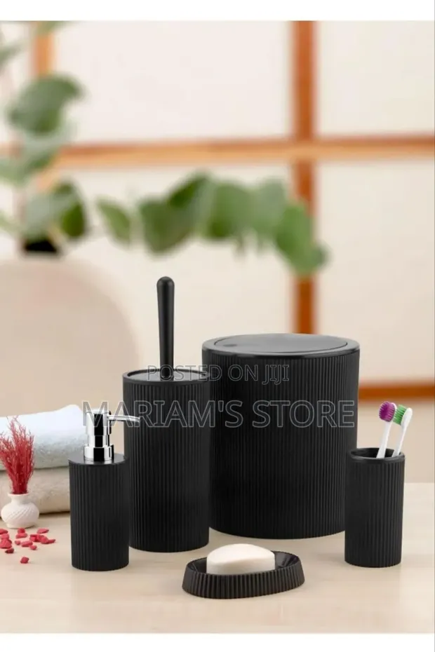 Perotti Lisbone Grey Bathroom Trash Bin Set with Swing Lid - 1