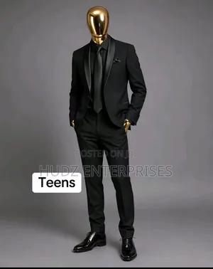 Teen's Black Texado Suit with Shirt and Tie
