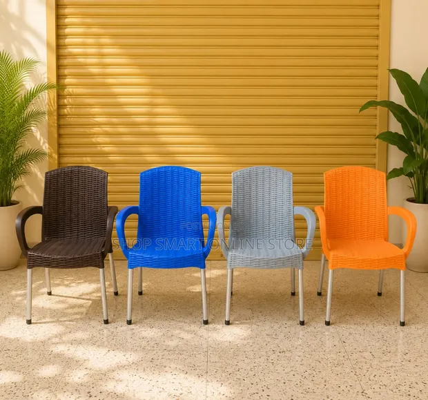 Outdoor Heavy Duty Plastic Chairs with Armrests - 1