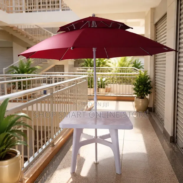 Unique Outdoor Garden Umbrella and Table Combo Set - 1