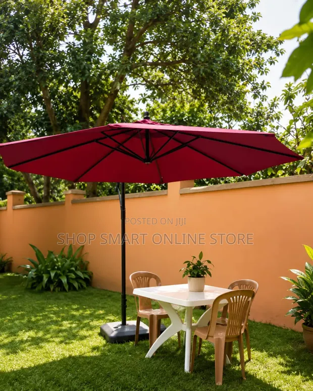 Outdoor Garden Umbrella and Table Chairs Set - 1