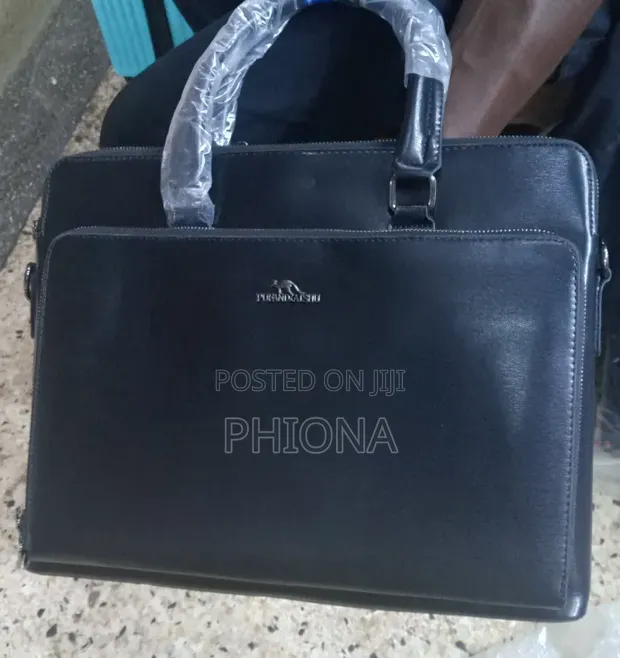 Black Leather Laptop Bag - 1