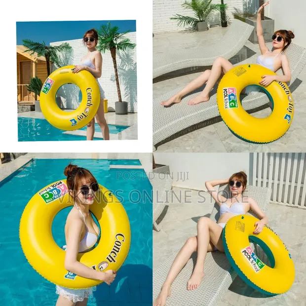 90cm Rubber Swimming Ring Pool Float - 1