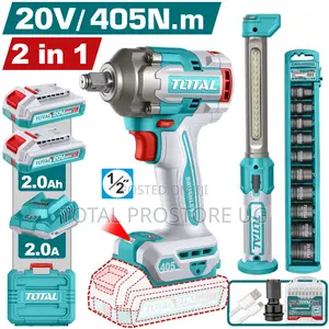 2 PCS Cordless Combo Kit 405Nm Impact Wrench & Work Lamp