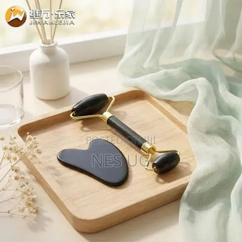 Gua Sha Jade Roller Set - Home Spa Facial Massager - 1