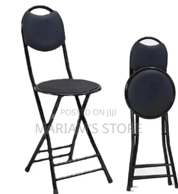 Portable Folding Desk Chair with Padded Seat and Curved Backrest - 1