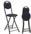 Portable Folding Desk Chair with Padded Seat and Curved Backrest - 1