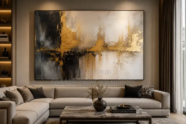 Ethereal Gold Horizon Abstract Canvas Art - 1