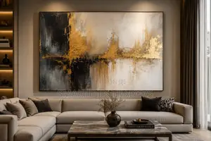 Ethereal Gold Horizon Abstract Canvas Art