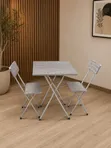 Gray Wooden Foldable Reading Table and Chairs Set - 1