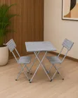 Gray Wooden Foldable Reading Table and Chairs Set - 2