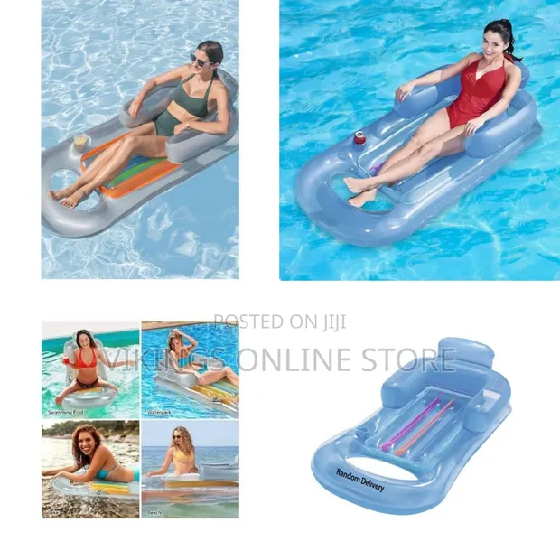 59-Inch Inflatable Pool Float Hammock with Headrest - 1