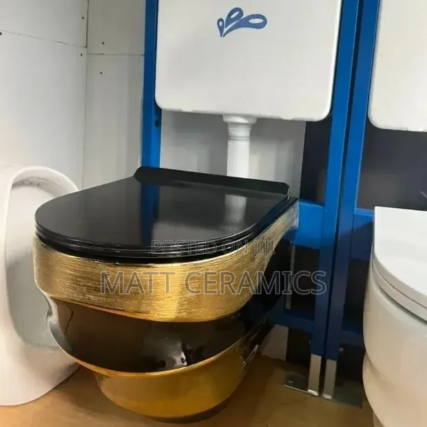 Brand New Black and Gold Concealed Toilet Seat - 1