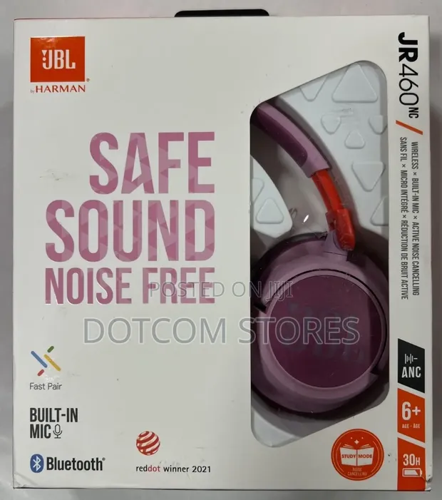 JBL JR460NC Wireless Noise-Canceling Headphones (Pink) - 1